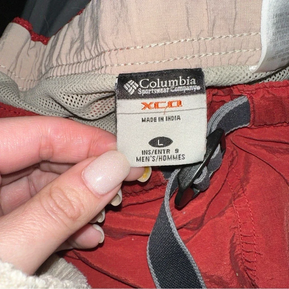 Columbia XCO Sport Cargo Shorts Red Mens‎ Size L Belted Packable Outdoor